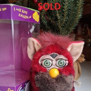 Vintage 1999 Red Wolf Furby, Tested, Works (Video in Description, turn sound on)